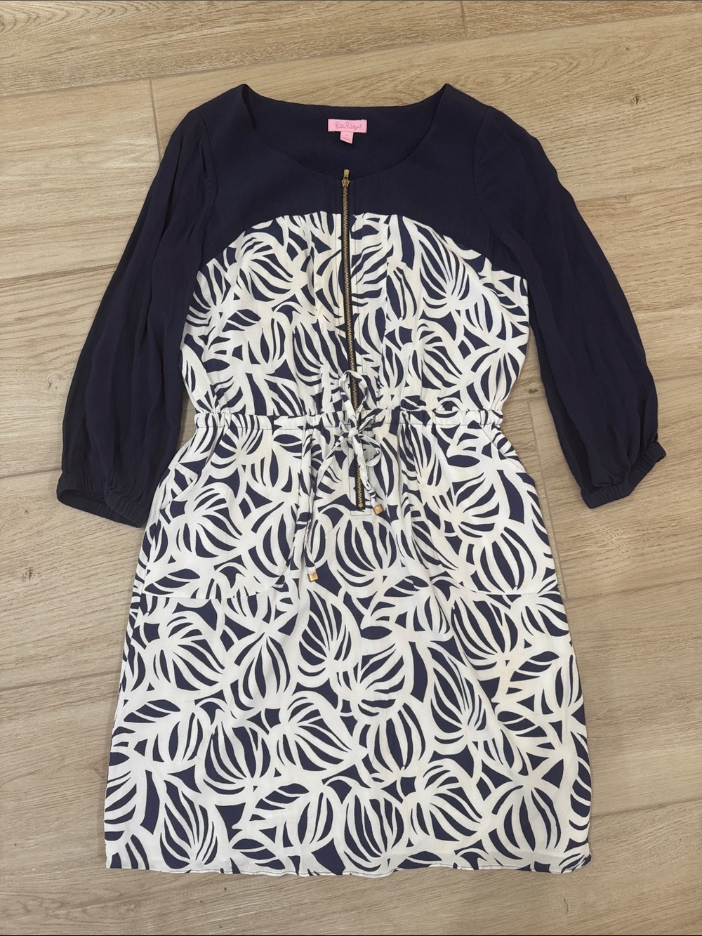 Lilly Pulitzer Navy and White Sessilee Dress Size 6